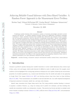 Achieving Reliable Causal Inference with Data-Mined Variables: A Random
  Forest Approach to the Measurement Error Problem