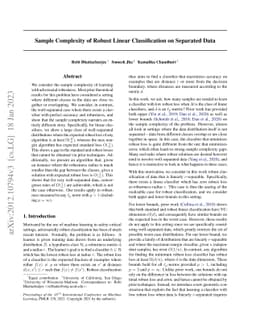 Sample Complexity of Adversarially Robust Linear Classification on
  Separated Data