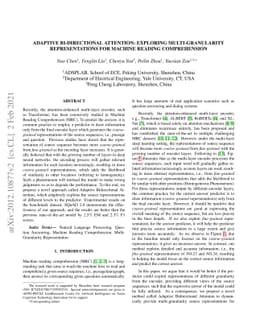Adaptive Bi-directional Attention: Exploring Multi-Granularity
  Representations for Machine Reading Comprehension