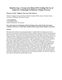 Mind the Gap: A Framework (BehaveFIT) Guiding The Use of Immersive
  Technologies in Behavior Change Processes