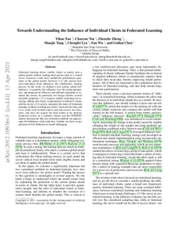 Toward Understanding the Influence of Individual Clients in Federated
  Learning