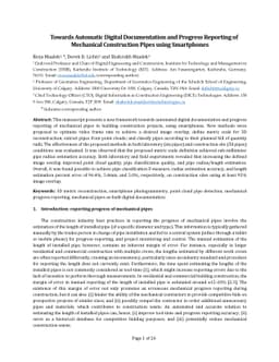 Towards Automatic Digital Documentation and Progress Reporting of
  Mechanical Construction Pipes using Smartphones