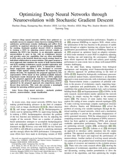 Optimizing Deep Neural Networks through Neuroevolution with Stochastic
  Gradient Descent