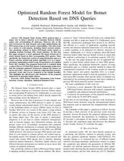 Optimized Random Forest Model for Botnet Detection Based on DNS Queries