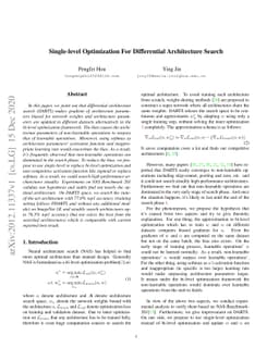 Single-level Optimization For Differential Architecture Search