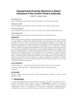 Unsupervised Anomaly Detectors to Detect Intrusions in the Current
  Threat Landscape