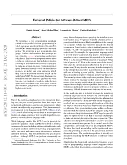 Universal Policies for Software-Defined MDPs