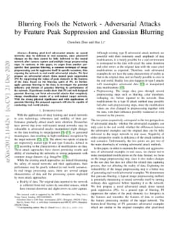 Blurring Fools the Network -- Adversarial Attacks by Feature Peak
  Suppression and Gaussian Blurring
