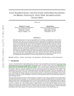 Leaf Segmentation and Counting with Deep Learning: on Model Certainty,
  Test-Time Augmentation, Trade-Offs