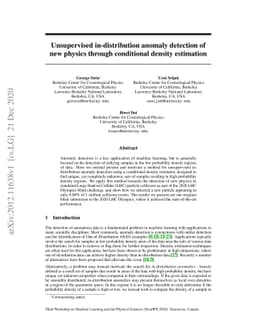 Unsupervised in-distribution anomaly detection of new physics through
  conditional density estimation