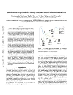 Personalized Adaptive Meta Learning for Cold-start User Preference
  Prediction