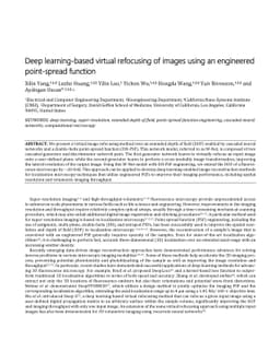 Deep learning-based virtual refocusing of images using an engineered
  point-spread function