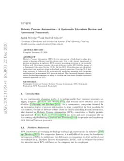 Robotic Process Automation -- A Systematic Literature Review and
  Assessment Framework