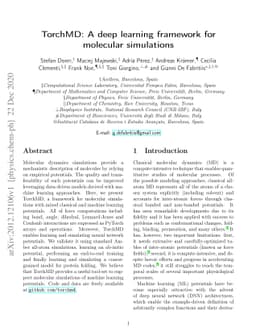 TorchMD: A deep learning framework for molecular simulations