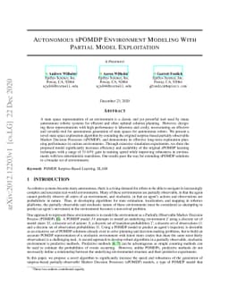 Autonomous sPOMDP Environment Modeling With Partial Model Exploitation