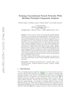 Training Convolutional Neural Networks With Hebbian Principal Component
  Analysis