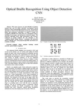 Optical Braille Recognition Using Object Detection CNN