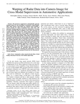 Warping of Radar Data into Camera Image for Cross-Modal Supervision in
  Automotive Applications