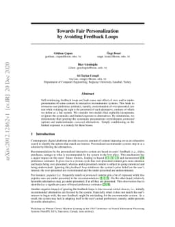 Towards Fair Personalization by Avoiding Feedback Loops