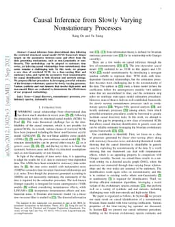 Causal Inference from Slowly Varying Nonstationary Processes