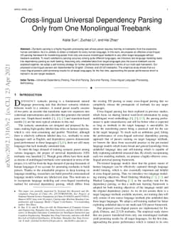 Cross-lingual Universal Dependency Parsing Only from One Monolingual
  Treebank
