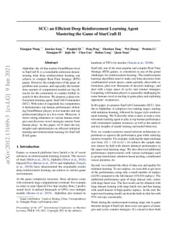 SCC: an efficient deep reinforcement learning agent mastering the game
  of StarCraft II