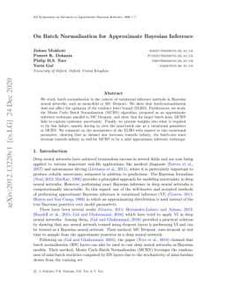 On Batch Normalisation for Approximate Bayesian Inference