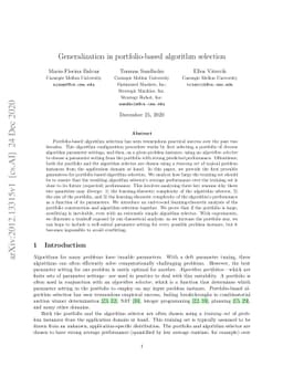 Generalization in portfolio-based algorithm selection