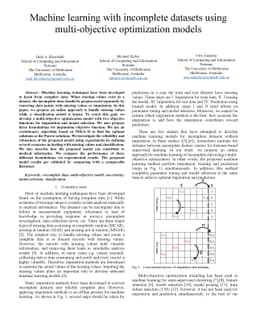 Machine learning with incomplete datasets using multi-objective
  optimization models