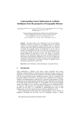 Understanding Team Collaboration in Artificial Intelligence from the
  perspective of Geographic Distance
