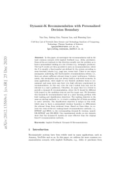 Dynamic-K Recommendation with Personalized Decision Boundary