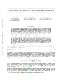 Using the Naive Bayes as a discriminative classifier