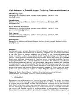Early Indicators of Scientific Impact: Predicting Citations with
  Altmetrics