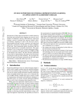 On self-supervised multi-modal representation learning: An application
  to Alzheimer's disease