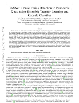 PaXNet: Dental Caries Detection in Panoramic X-ray using Ensemble
  Transfer Learning and Capsule Classifier