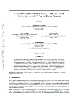 Assigning Apples to Individual Trees in Dense Orchards using 3D Color
  Point Clouds