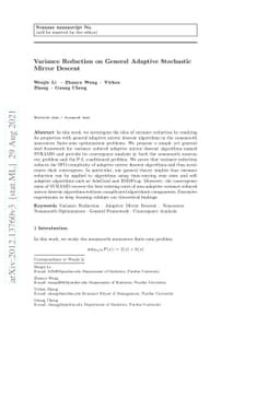 Variance Reduction on General Adaptive Stochastic Mirror Descent