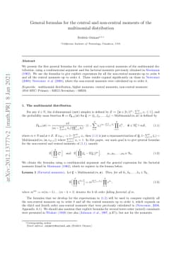 General formulas for the central and non-central moments of the
  multinomial distribution