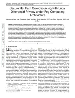 Secure Hot Path Crowdsourcing with Local Differential Privacy under Fog
  Computing Architecture