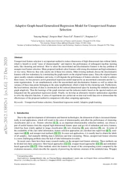 Adaptive Graph-based Generalized Regression Model for Unsupervised
  Feature Selection