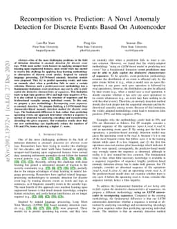Recomposition vs. Prediction: A Novel Anomaly Detection for Discrete
  Events Based On Autoencoder