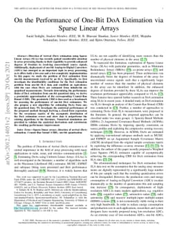 On the Performance of One-Bit DoA Estimation via Sparse Linear Arrays