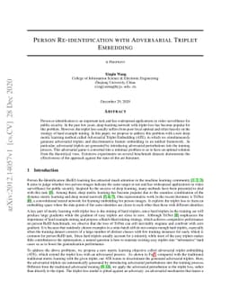 Person Re-identification with Adversarial Triplet Embedding