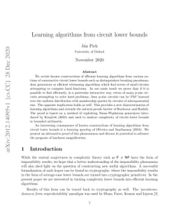 Learning algorithms from circuit lower bounds