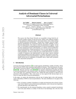 Analysis of Dominant Classes in Universal Adversarial Perturbations