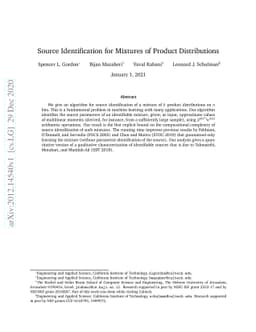 Source Identification for Mixtures of Product Distributions