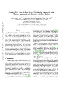 TrustMAE: A Noise-Resilient Defect Classification Framework using
  Memory-Augmented Auto-Encoders with Trust Regions