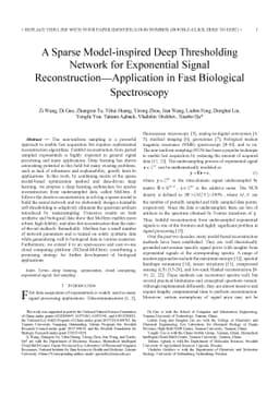 A Sparse Model-inspired Deep Thresholding Network for Exponential Signal
  Reconstruction -- Application in Fast Biological Spectroscopy