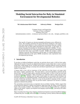 Modeling Social Interaction for Baby in Simulated Environment for
  Developmental Robotics