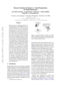 Human Evaluation of Spoken vs. Visual Explanations for Open-Domain QA